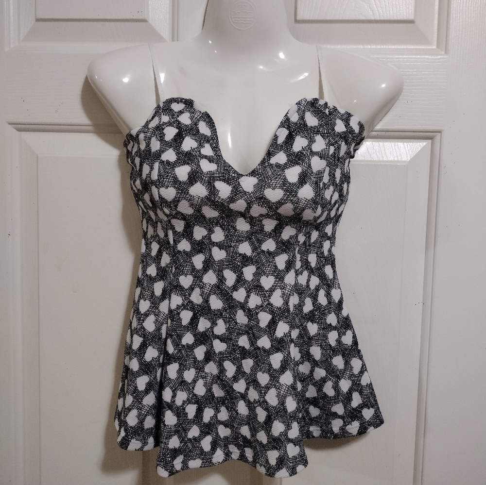 Heart Peplum Plunging Top Small